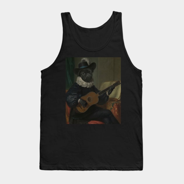 Oil Painting Musician Dog Portrait Tank Top by Mrkedi